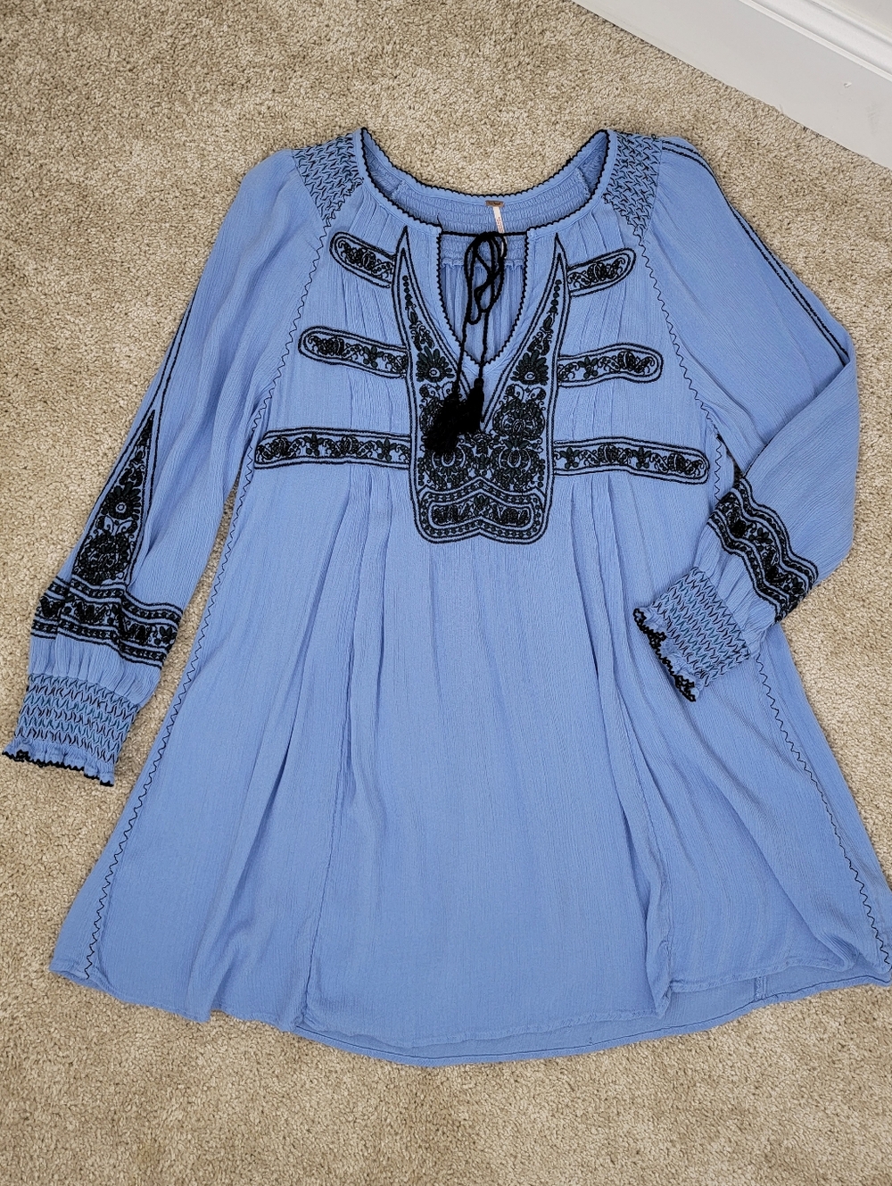 Free People Wind Willow Embroidered Mini Peasant Dress - Picture 3 of 10